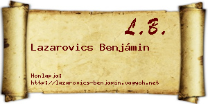 Lazarovics Benjámin névjegykártya